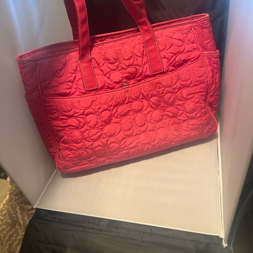 Coach Vibrant Red Quilted Tote